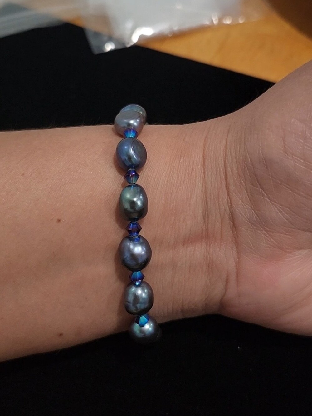 Peacock Blue Freshwater Pearl Bracelet